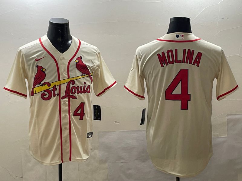 Men St.Louis Cardinals #4 Molina Cream Game 2025 Nike MLB Jersey style 1